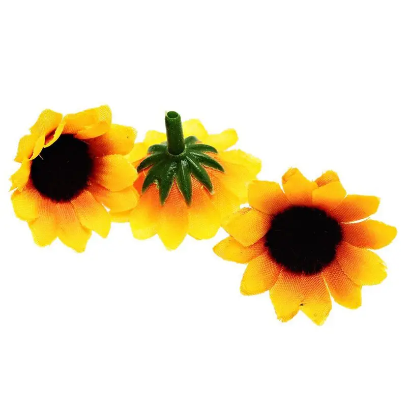 

Hot 100 Pcs Artificial Sunflower Little Daisy Gerbera Flower Heads for Wedding Party Decor (Yellow&Coffee)