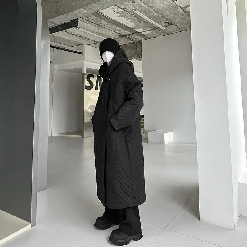 Зимнее длинное хлопковое пальто в японском стиле Mountain Village Vintagedull с капюшоном Argyle