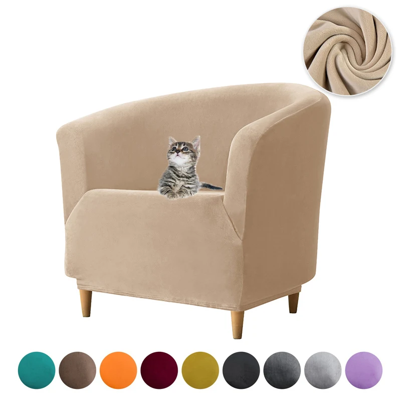 

Leisure Velvet Club Bath Tub Armchairs Chair Covers Stretch Sofa Slip cover Removable Sofa Couch Cover Bar Counter Solid Color