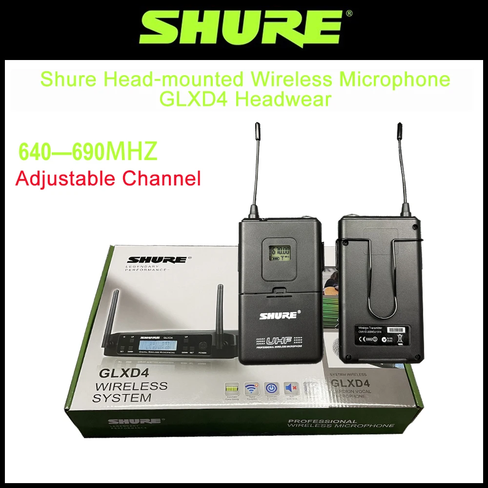 Shure GLXD4 Двойной передатчик UHF беспроводной микрофон с ручным корпусом с лацканами гарнитура Головной микрофон для караоке система речи