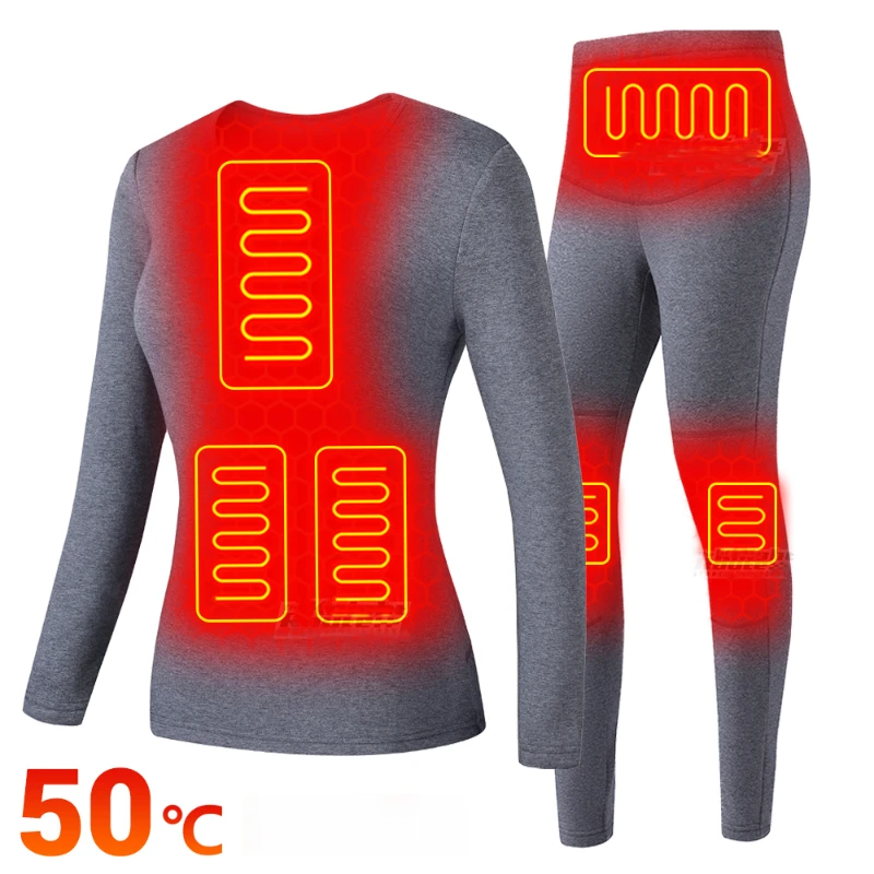 Winter Thermal Heated Jacket Men Vest USB Electric Heating Clothing Heated Warm Underwear Ski Heated Suit Fleece Thermal Hiking
