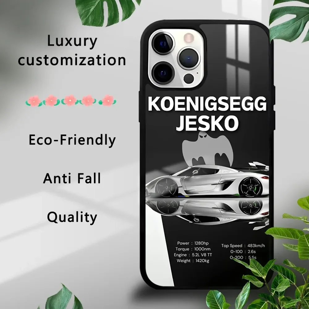 Car K-Koenigseggs JESKO Phone Case For IPhone 15 14 13 12 11 Pro Max Plus Mini Luxury Mirror Hard Funda
