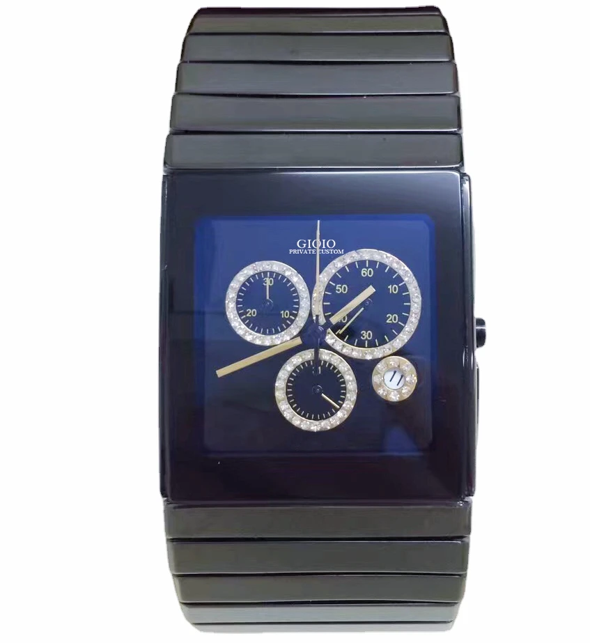 

men quartz chronograph watch black ceramic