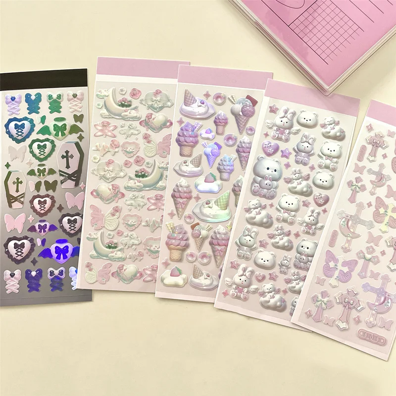 Cute Star Moon Rose Series Laser Stickers Hand Account Idol Card DIY Material Decorative Sticker Personalized Korean Stationery
