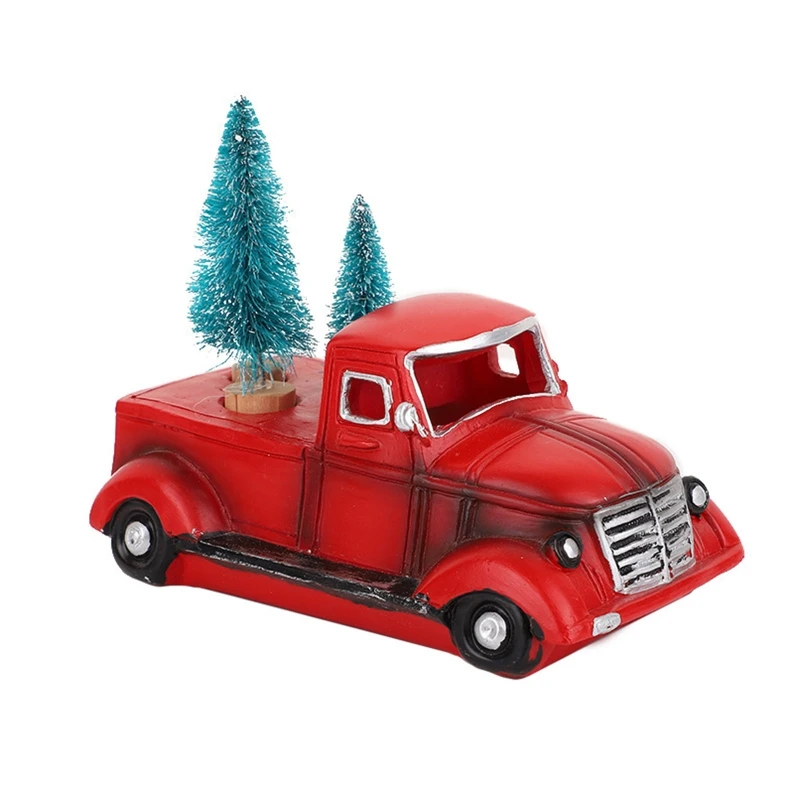 

Центральный элемент грузовика, Рождественский грузовик, красная ферма, пикап, красная Винтажная с огнями, украшения для рождественской елк...