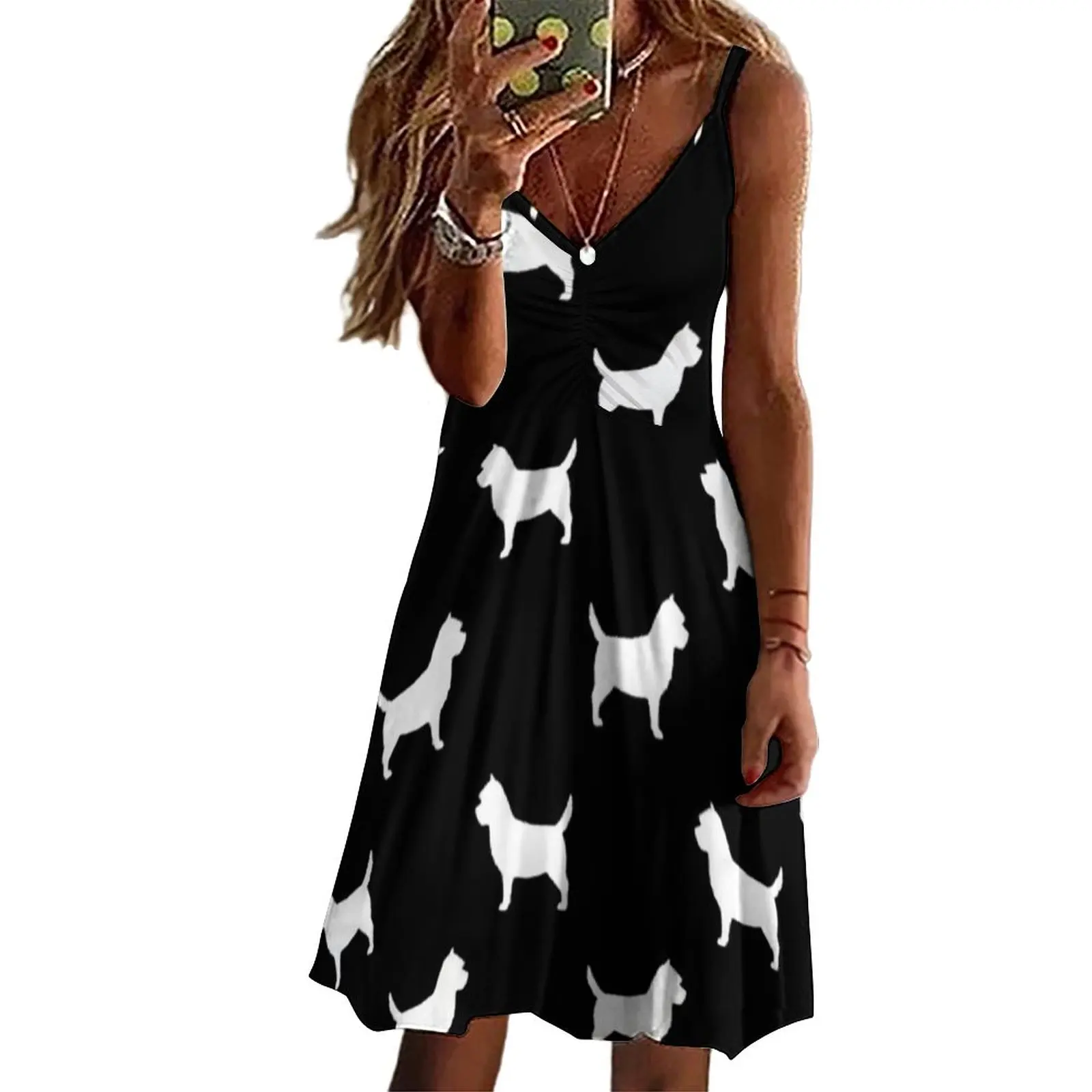 

Женское летнее платье с высокой талией, с принтом в виде животных