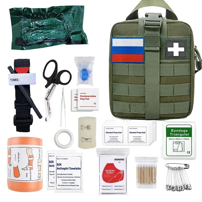 

46PCS Outdoor First Aid Kit Tactical Molle Medical Bag Military EDC Waist Pack Hunting Camping Climbing Emergency Survival Bag