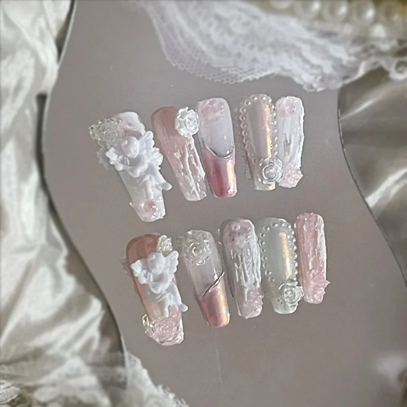 

10pcs Nails Stickers My Melody Style Resin Cute Sweet Girl Heart Convenient Detachable Manicure Kawaii Kid Toys Decoration Gifts