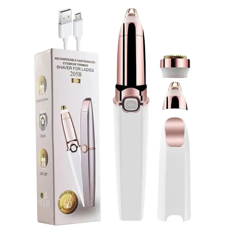 

Eye Brow Shaper Trimmer Eyebrow Shaver Battery Powered Built-in LED Light Portable 2 In 1 Electric Epilator Beauty Products For