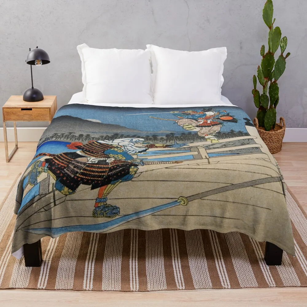 Утагава Хирошиж - Ушибавамару Defeats Musashibo Benkei at Gojo Bridge Плед Модные диваны Одеяла для