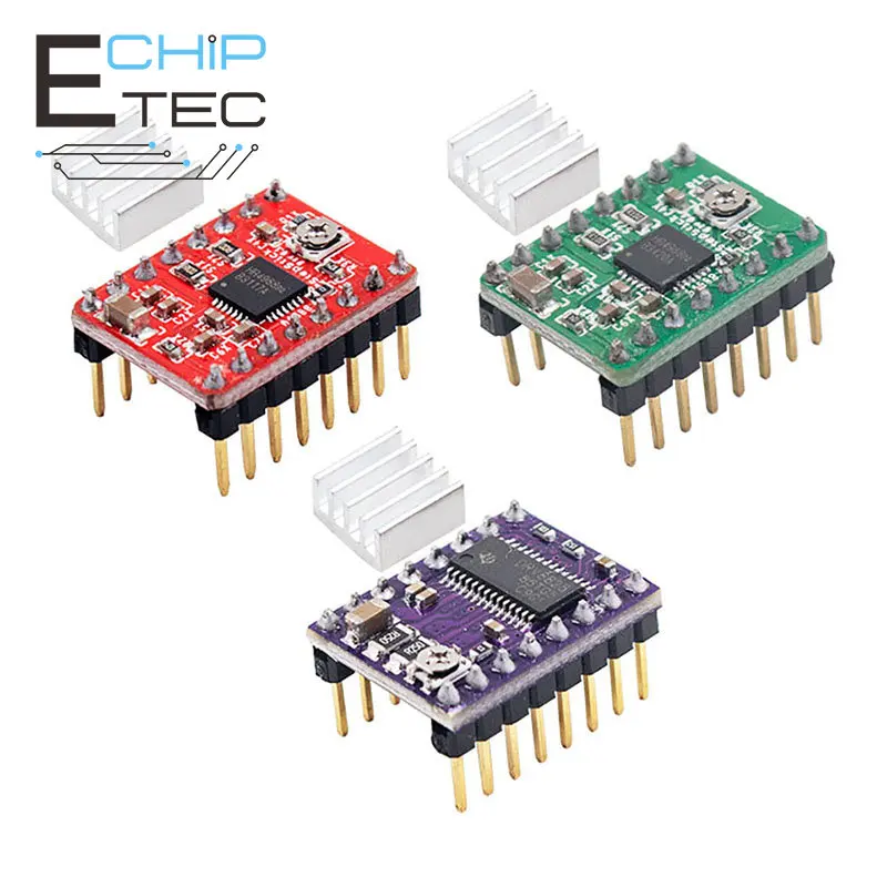 

Free shipping 1PCS/2PCS Reprap Stepper driver A4988 DRV8825 stepper motor drive module + Radiator 3D printer parts Stepstick