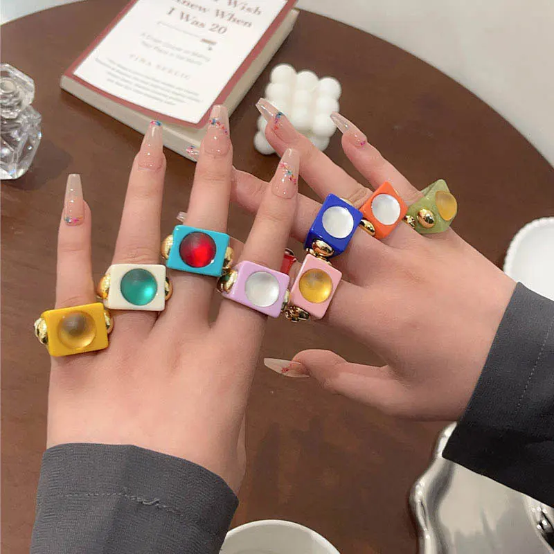 GuanLong модные преувеличенные квадратные кольца для женщин в стиле панк хип-хоп Kpop