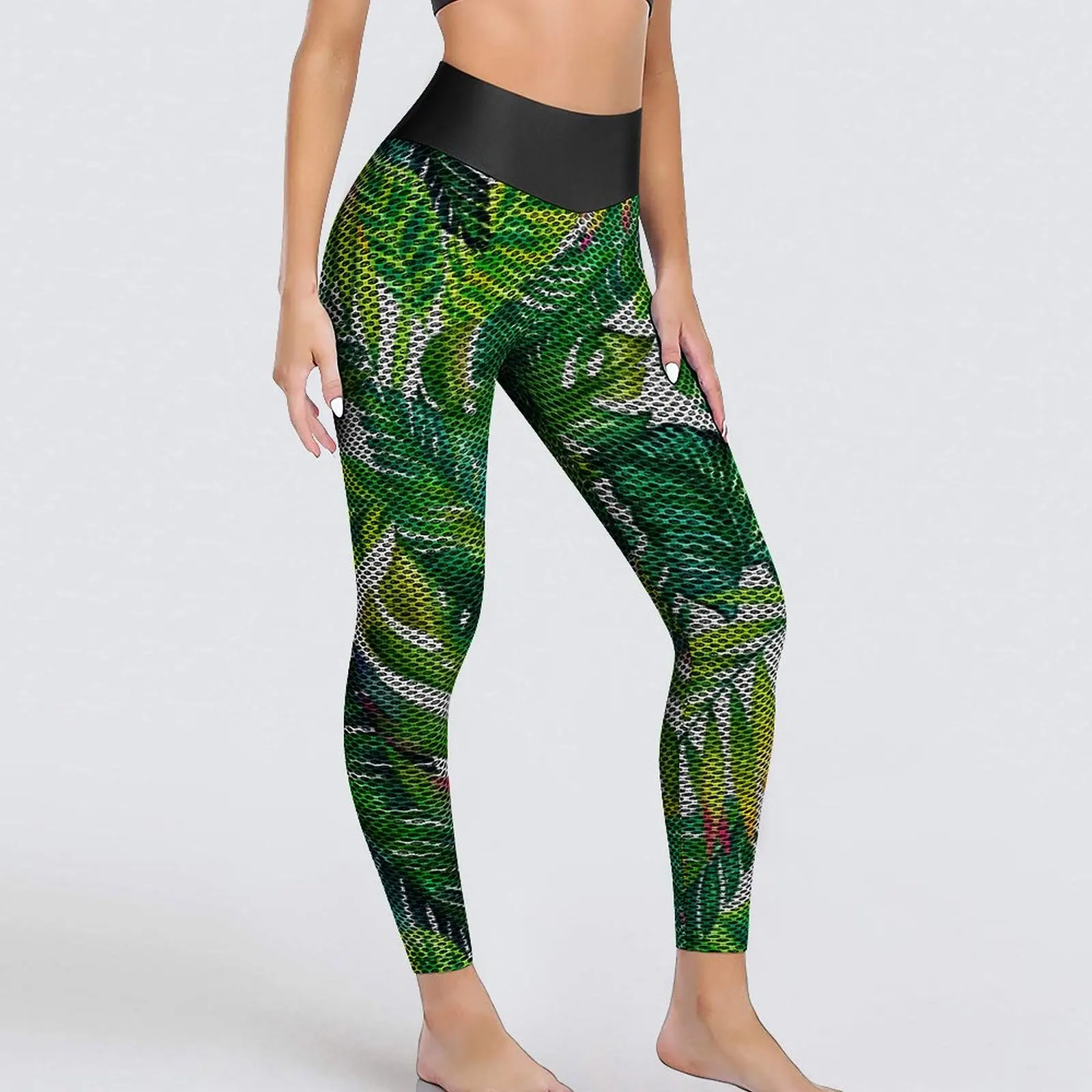 

Banana Leaves Print Yoga Pants Sexy Tropical Palm Leggings High Waist Running Leggins Women Elegant Quick-Dry Sports Tights