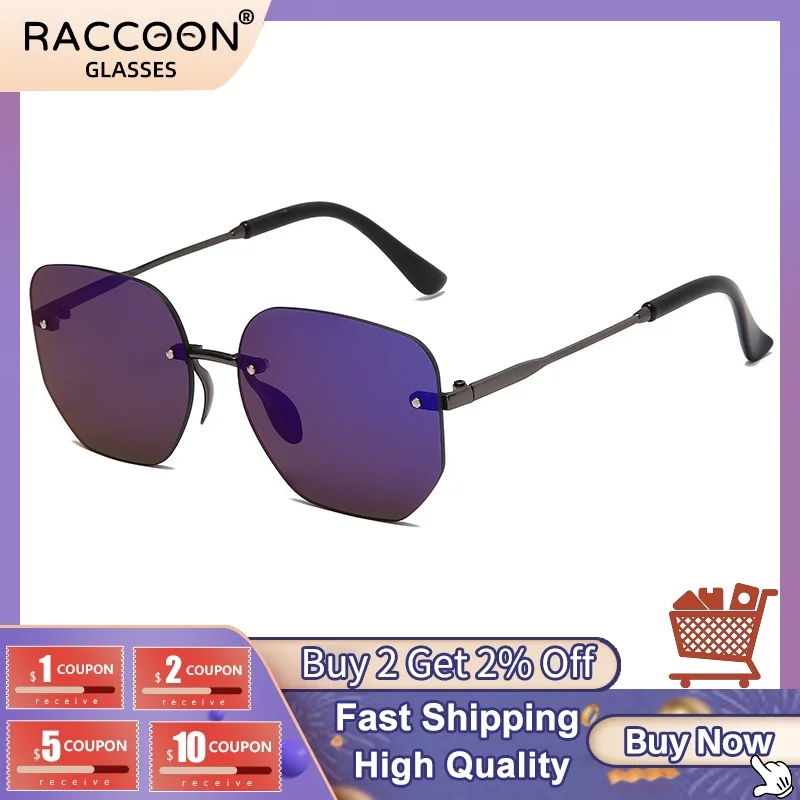 

Fashion Classic Rimless Polygon Sunglasses For Women Men Retro Travel Driving Beach Metal Square Sun Glasses Mirror Shades 2022