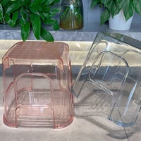 simple dining chair modern transparent backrest stool dining room chairs leisure thickening non slip small square stool