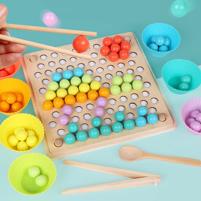 

Baby Beads Game Montessori Early Childhood Children Wooden Clip Ball Puzzle Parent-child Interactive Toy Children Education Gift