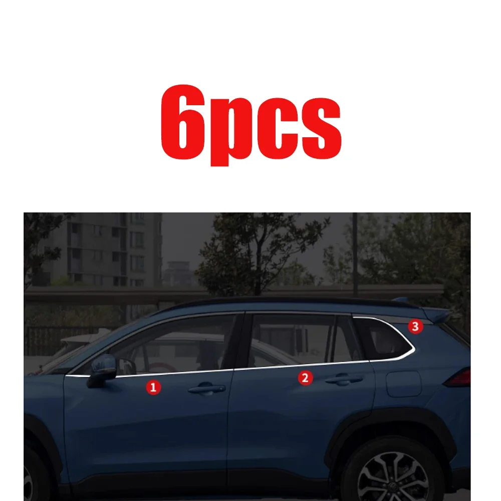

Полноценная накладка на оконную раму для Toyota Corolla Cross XG10 2022 ~ 2025 2023, серебряная крышка из нержавеющей стали, аксессуары для автомобильных наклеек