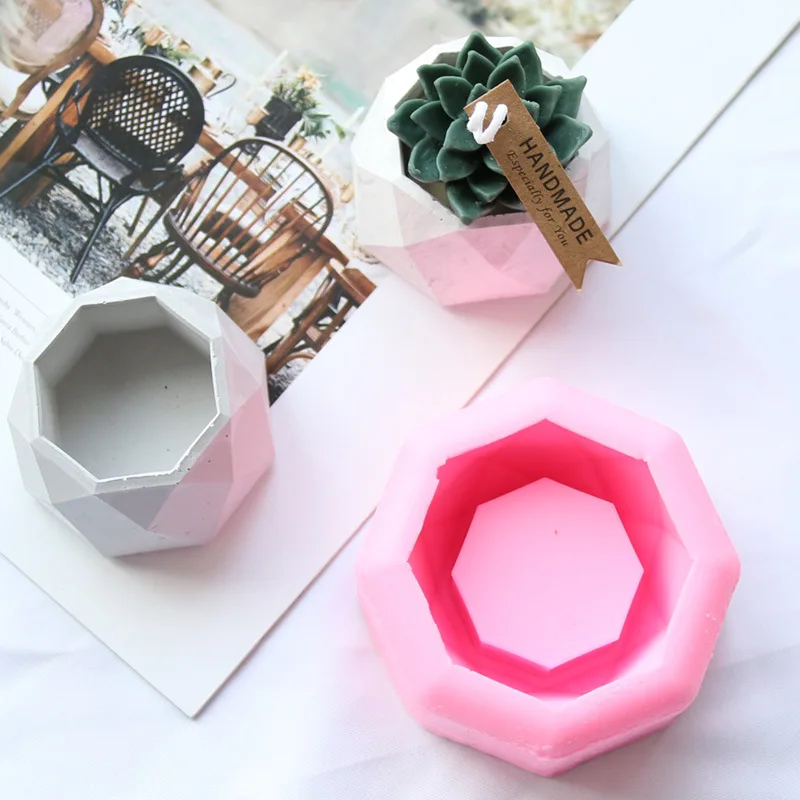 

Succulent Plants Making Concrete Silicone mold 3D flowerpot aromatherapy plaster candlestick DIY Cement Planter Pot Mould