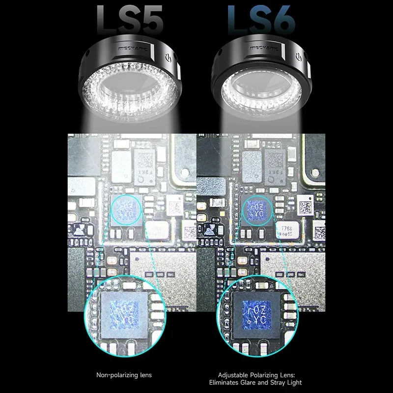 Фото Кольцевой светильник для микроскопа Mechanic LS5 LS6, поляризованный 84, светодиодная кольцевая лампа, регулируемая, антибликовая, устраняет отражение, осветительные инструменты №4