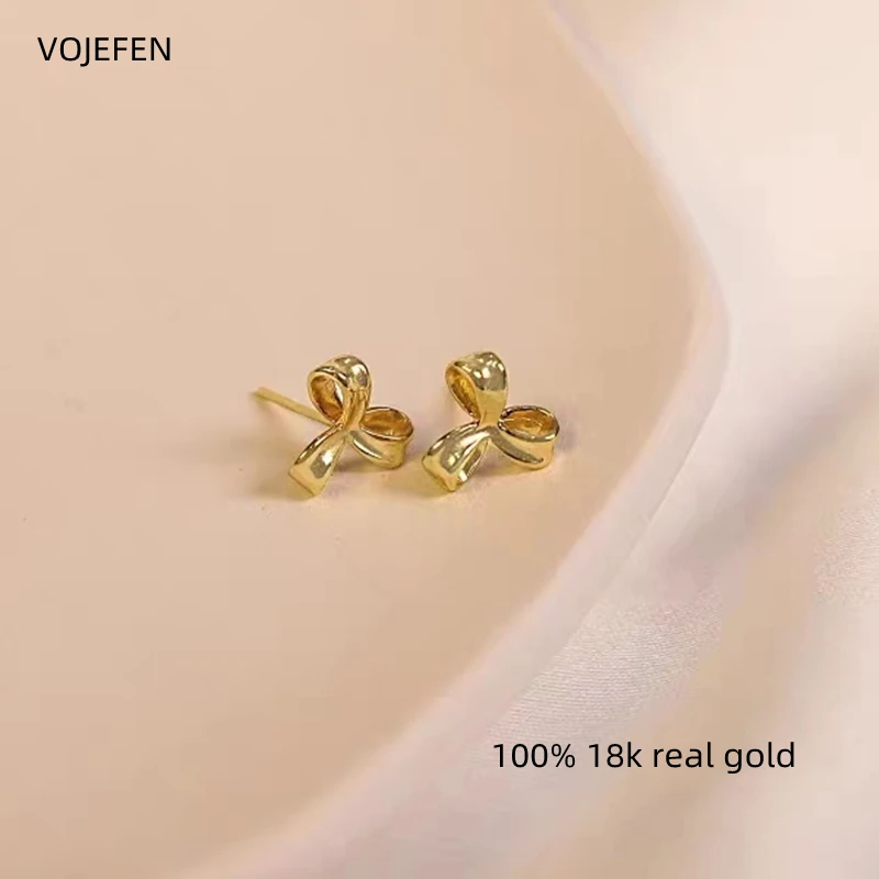 

VOJEFEN Bow Stud Earrings For Womens Ear Rings For Ear 18K Real Gold Jewelry Earings Small Earrings Gifts Cute Things For Girls