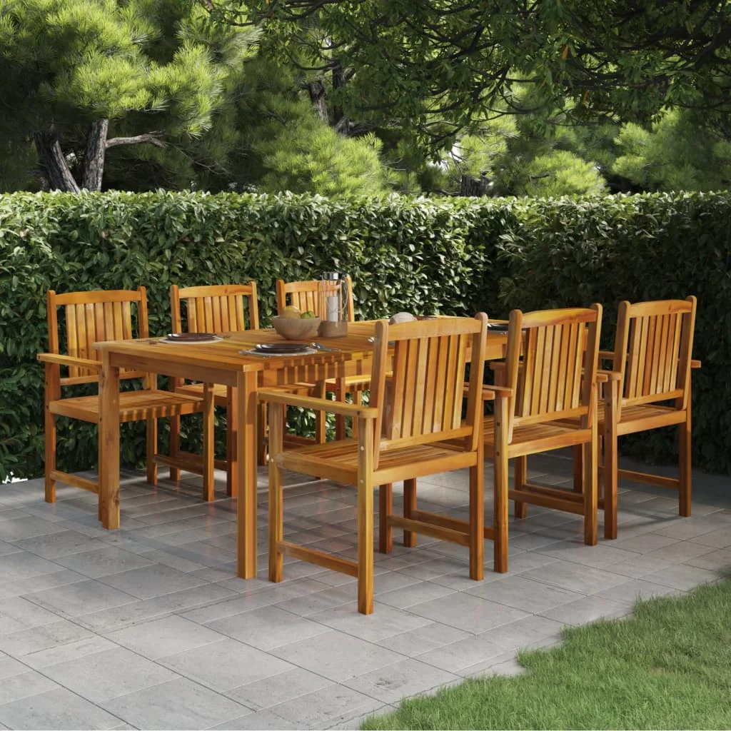 

7 Piece Garden Dining Set,Patio Table and Chair Set, Solid Wood Acacia