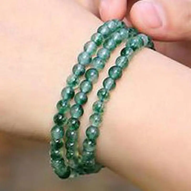

Natural Burma Jade Bracelet Women Healing Jewelry Floating Flowers Jadeite Myanmar Emerald Round Beads Elastic Beaded Bangles