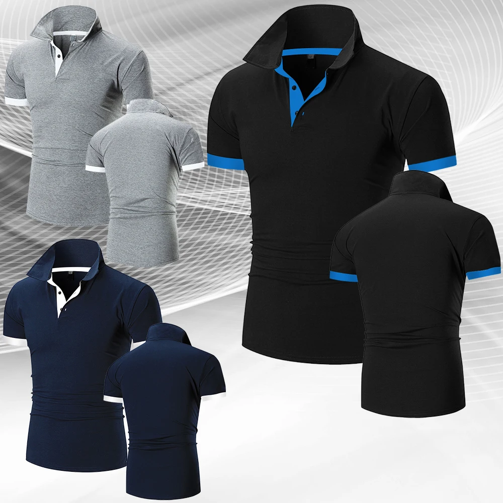 

2023 Summer Men's Casual Solid Color POLO Shirt Top Quality Short Sleeve Summer Loose Fashion Tops Stand Collar Design T-Shirts