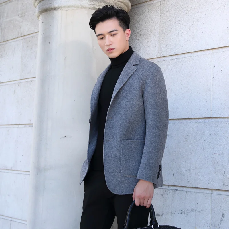 

2022 New Arrivals Winter Woolen Jacket Men High-quality Solid Color Wool Blend Coat Male Casual Loose Short Overcoat L147