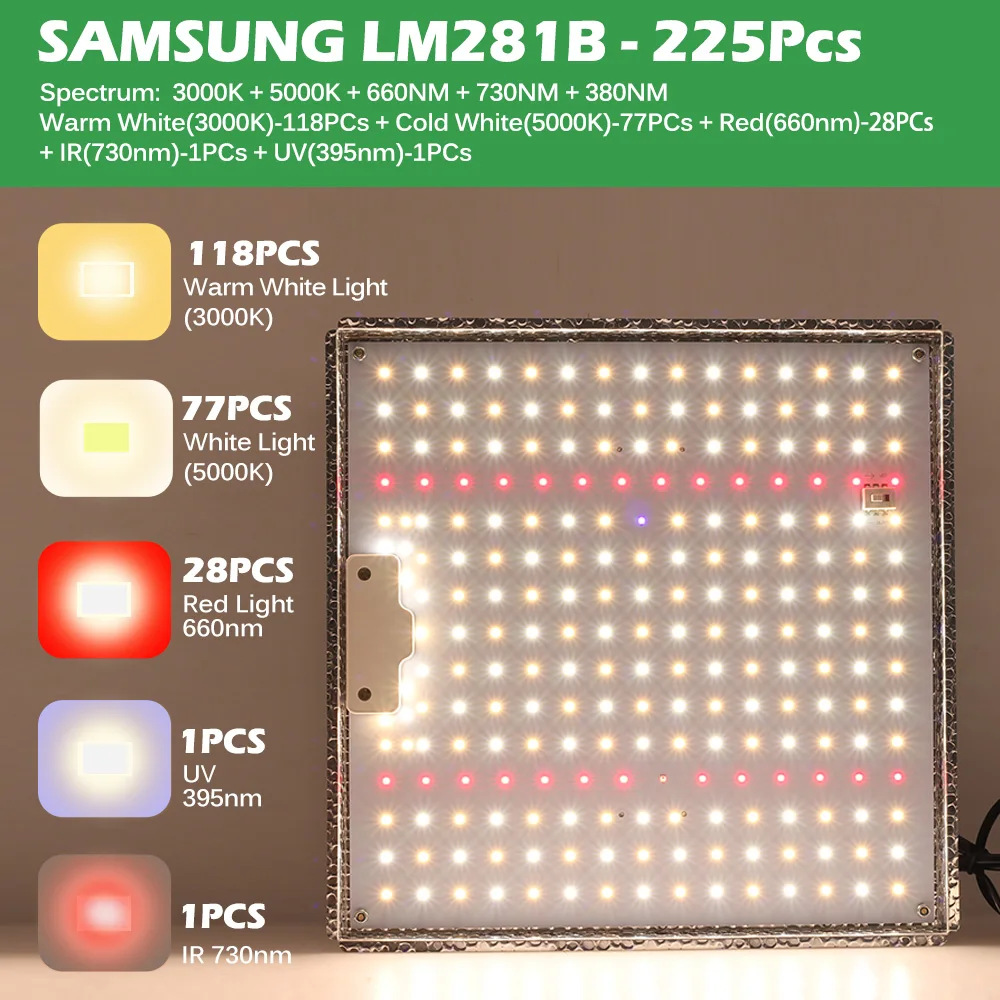 Светодиодный светильник для выращивания растений Samsung LM281B 1000 Вт диоды полный