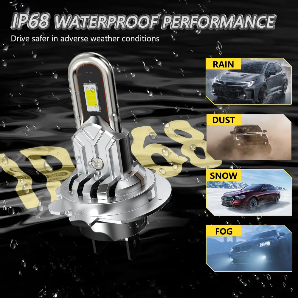 Светодиодные лампы для фар 1500W Turbo H7, 1000000LM, мини-лампа 1:1 9054 CSP, беспроводные с вентилятором для автомобиля, Plug and Play, 6000K, CANBUS (art.: 3920d95bf9878) - 3920d95bf9878