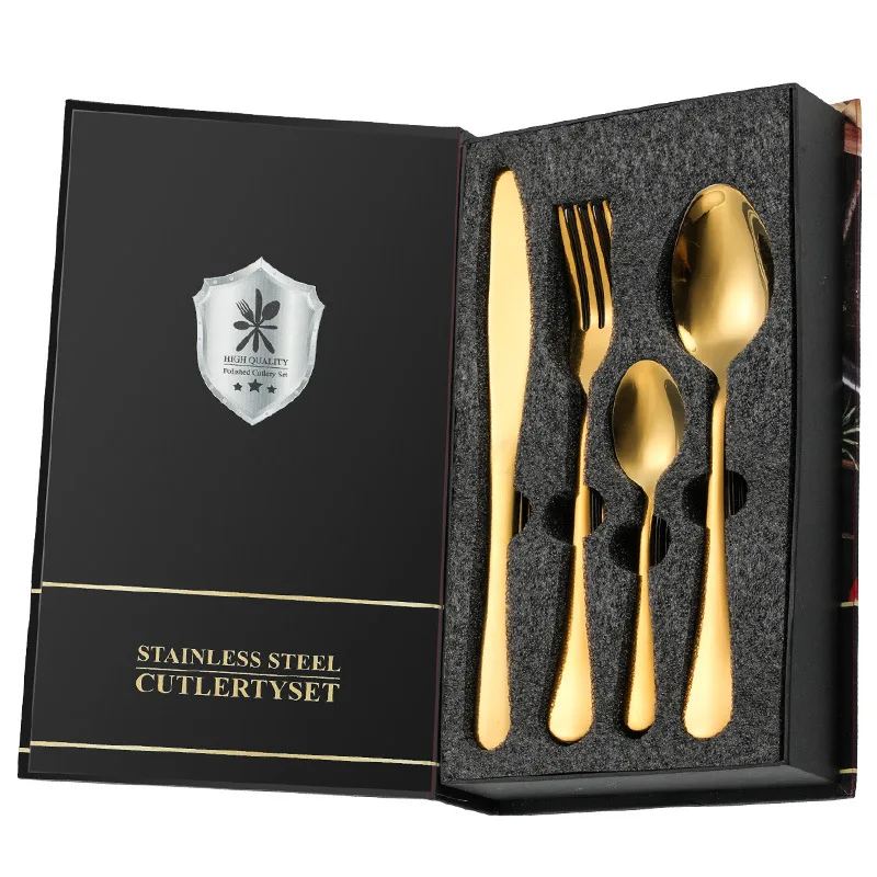 

Столовые приборы из нержавеющей стали, столовые приборы высокого качества, Подарочная коробка, нож, вилка, ложка, столовый набор, 24/20/16 шт./набор