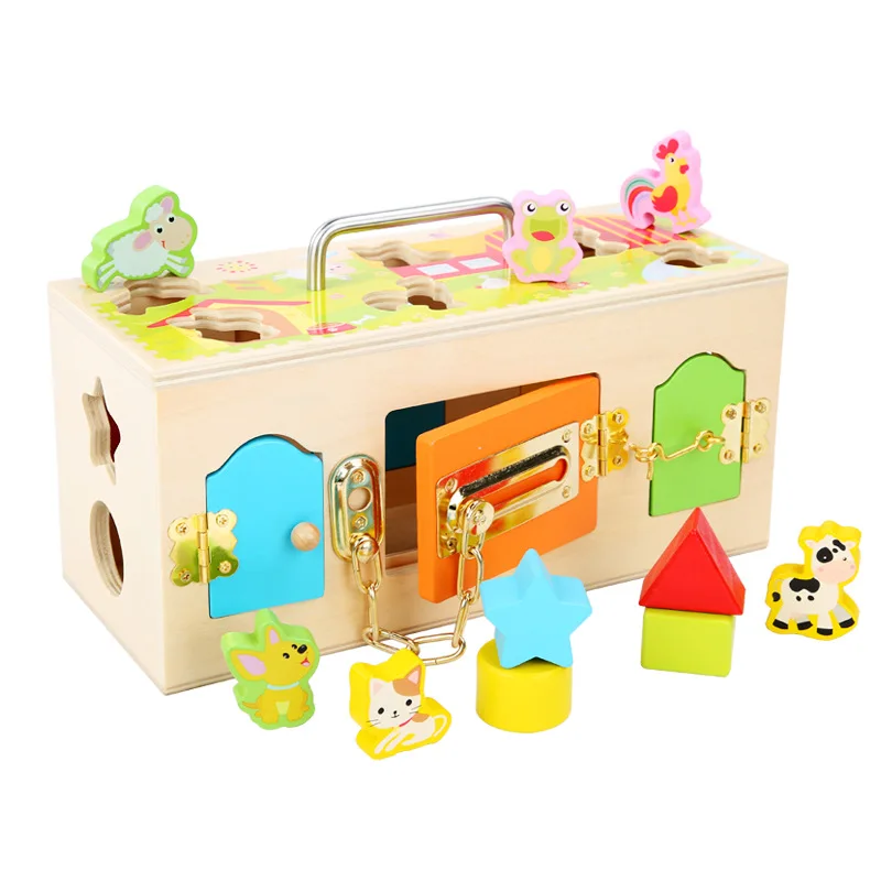 Montessori Practical Toy Lock Box Teaching Aids Preschool Locking Toy Preschool Learning Skills Memory Board Game for Baby