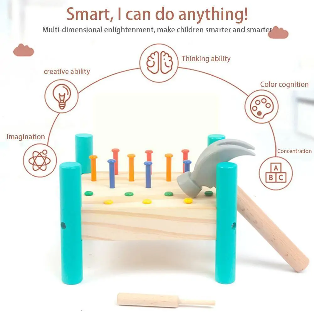 

Wooden Pounding Bench With Hammer Toddler Toys 2 3 Years 6 Speelgoed Montessori 5 4 Houten Baby Educational Z7X3