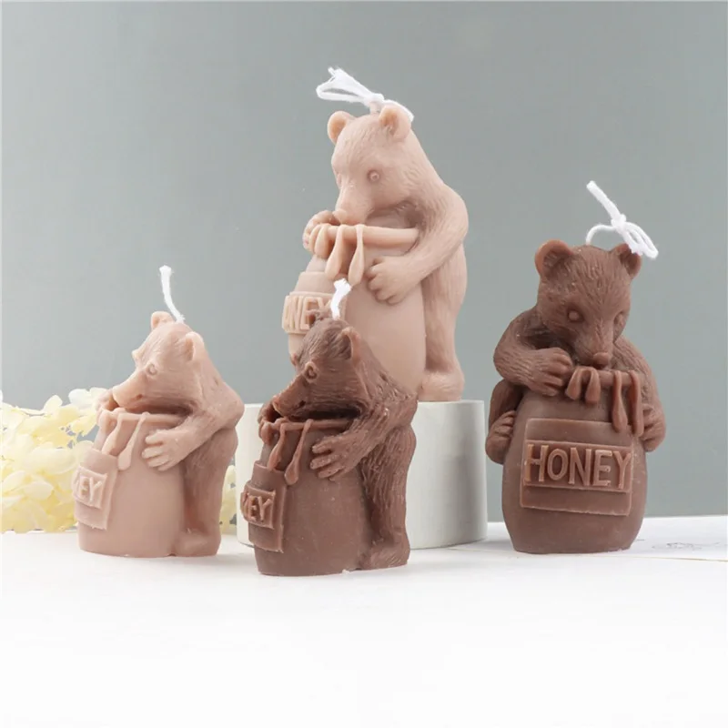 

DIY Cute Honey Pot Bear Silicone Molds Candles Making Supplies 3D Animal Aroma Plaster Cake Beeswax Moulds Handmade Home Decor