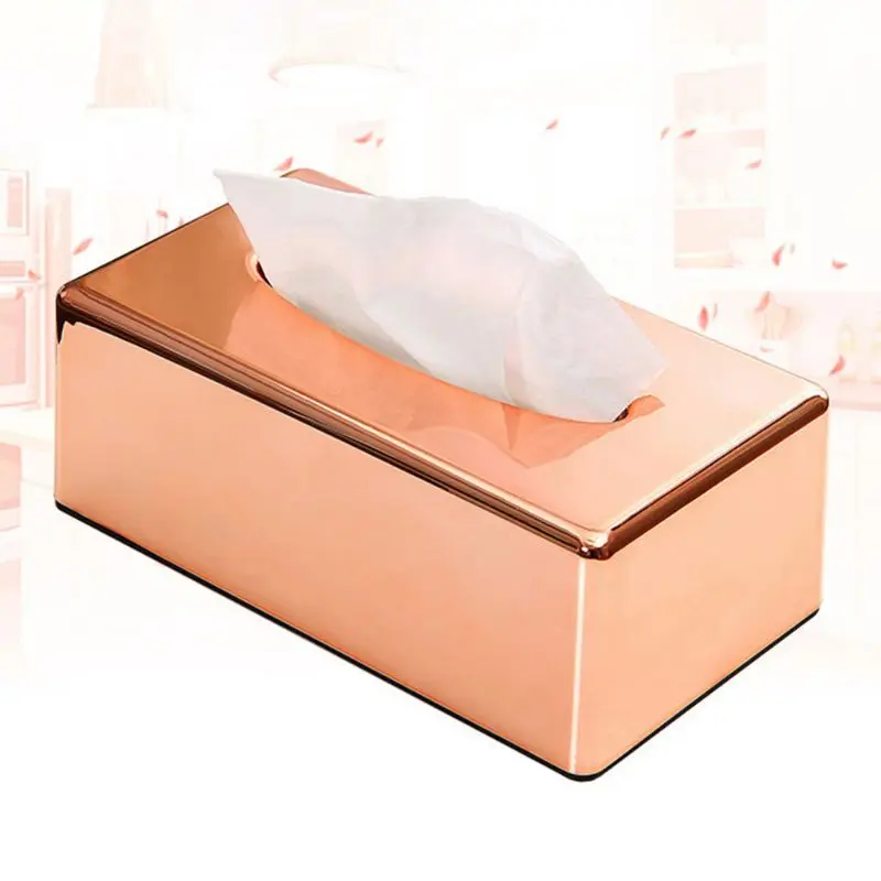 

Elegant Rose Gold Rectangle Napkin Paper Rack Tissue Box Towel Napkin Container
