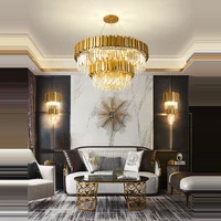 led gold chrome 2 layer crystal ceiling chandeliers 2022 new trend lighting lustre suspension luminaire lampen for living room