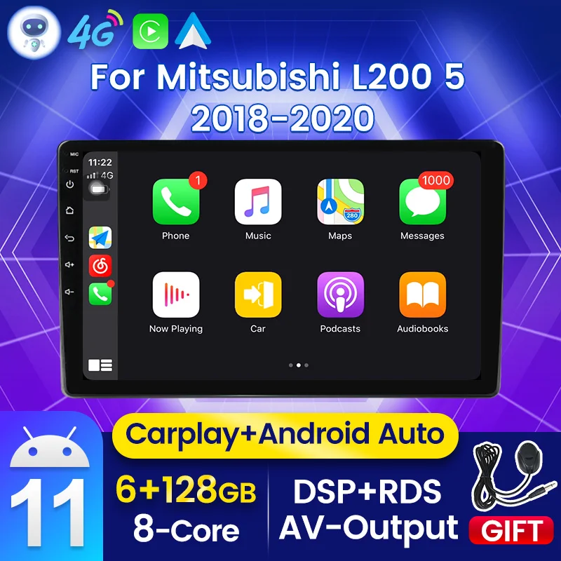 Автомагнитола 2DIN Android для Mitsubishi Pajero L200 5 2018 2019 2020 стерео головное устройство