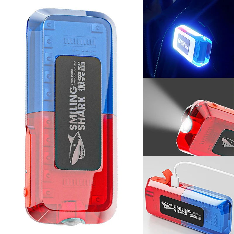 

LED Red Blue Multifunction Clip Flashing Warning Safety Shoulder Police Light Safety Clip Flashlight Outdoor Emergency Flashligh