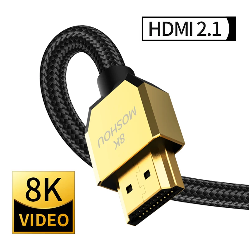 MOSHOU HDMI 2.1 Cable 8K/60Hz 4K/120Hz 48Gbps HDCP2.2 HDMI Cable Cord for PS4 5 Splitter Switch Audio Video Cable 8K HDMI 2.1