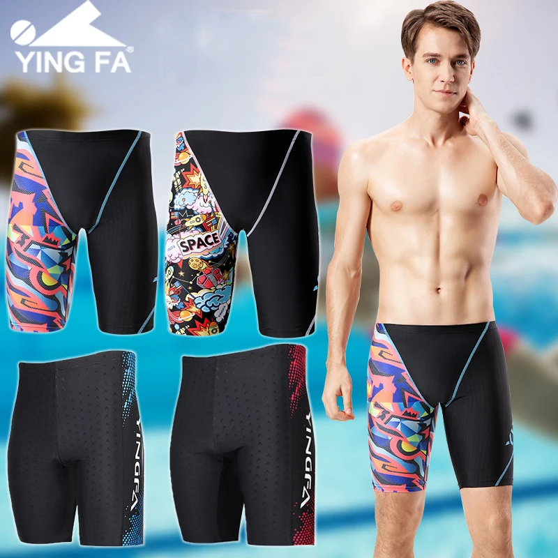 

YINGFA соревнования Jammers Sharkskin плавки Мужская одежда для плавания тренировочные костюмы для плавания Шорты Быстросохнущий купальный костюм