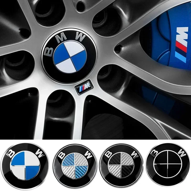 Фото Эмблема на капот для BMW, гоночный логотип в черно-белом цвете, 81 мм + задний значок 74 мм + накладка на ступицу колеса 68 мм + наклейка на руль 56 мм, 46 мм. №2