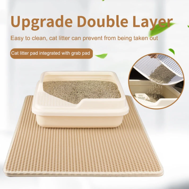 

Hot Sale Waterproof Pet Cat Litter Mat Double Layer Pet Litter Box Mat Non-slip Sand Cat Pad Washable Bed Mat Clean Pad Products