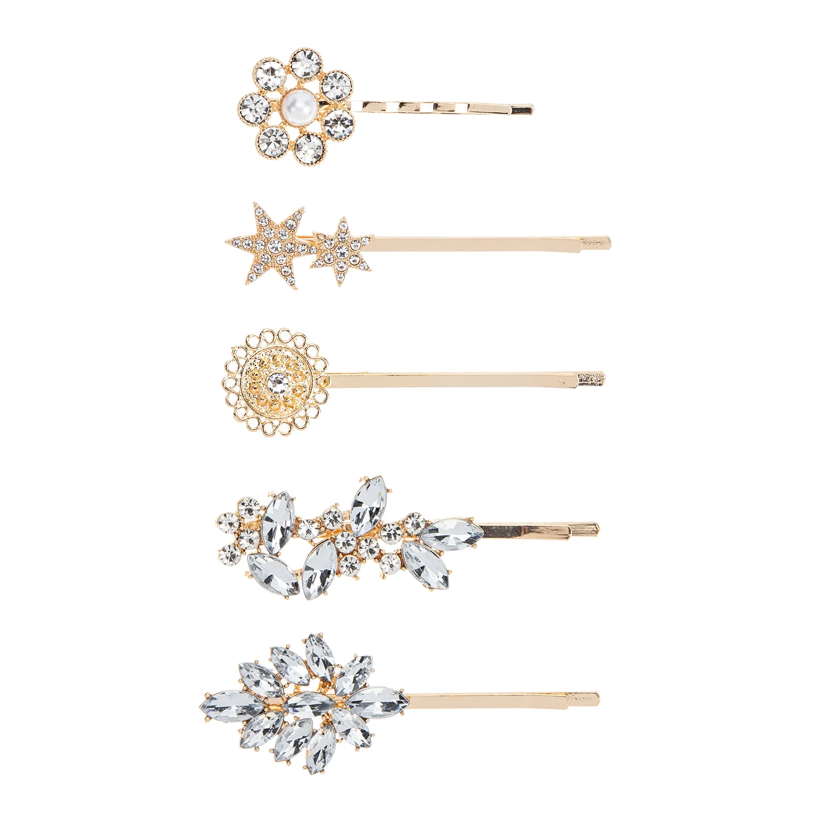 

Hairbobby Clips Rhinestone Metal Clip Crystal Barrettes Hairpin Flower Star Jewelry Party Accessories Leaf Pin Bling Women