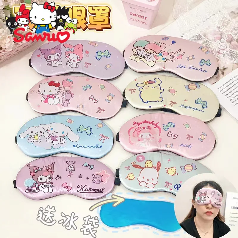 

Sanrio Melody Kuromi Hello Kitty Cinnamoroll Pochacco Eye Sleeping Eye Mask Lunch Break Blackout Ice Compress Silk Eye Guard