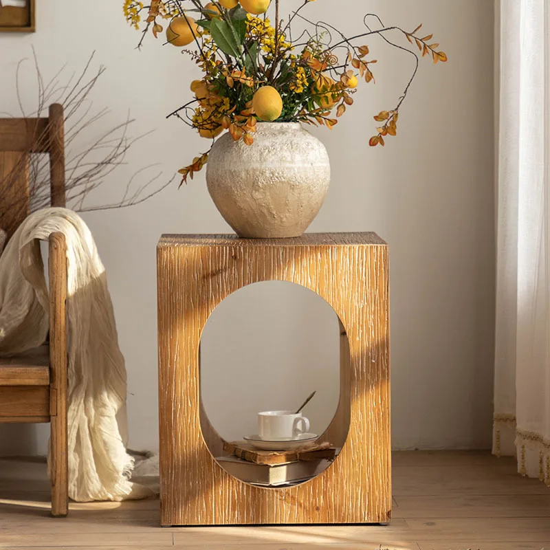 

Журнальный столик, деревянная мебель для гостиной, диван, балкон, квадратный чайный столик, Современные Простые Четырехсторонние полые маленькие боковые столы