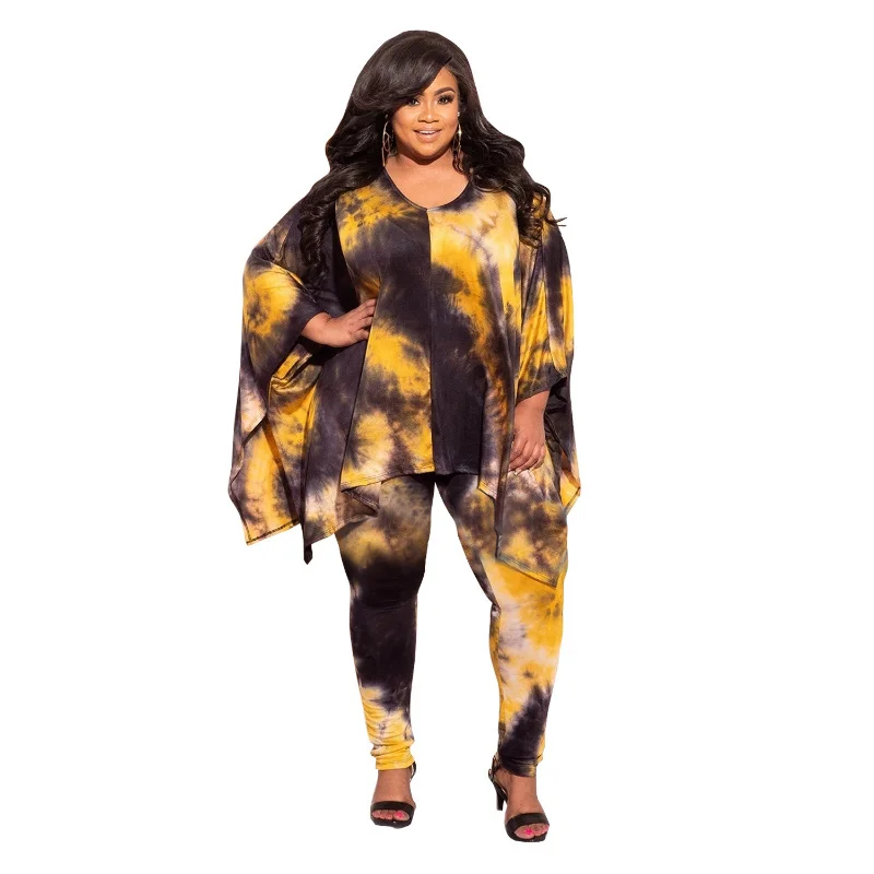 Plus Size Fall Outfits Women Clothing Two Piece Sets Tie Dye Leopard Camouflage Long Sleeve 3xl 4xl 5xl 6xl