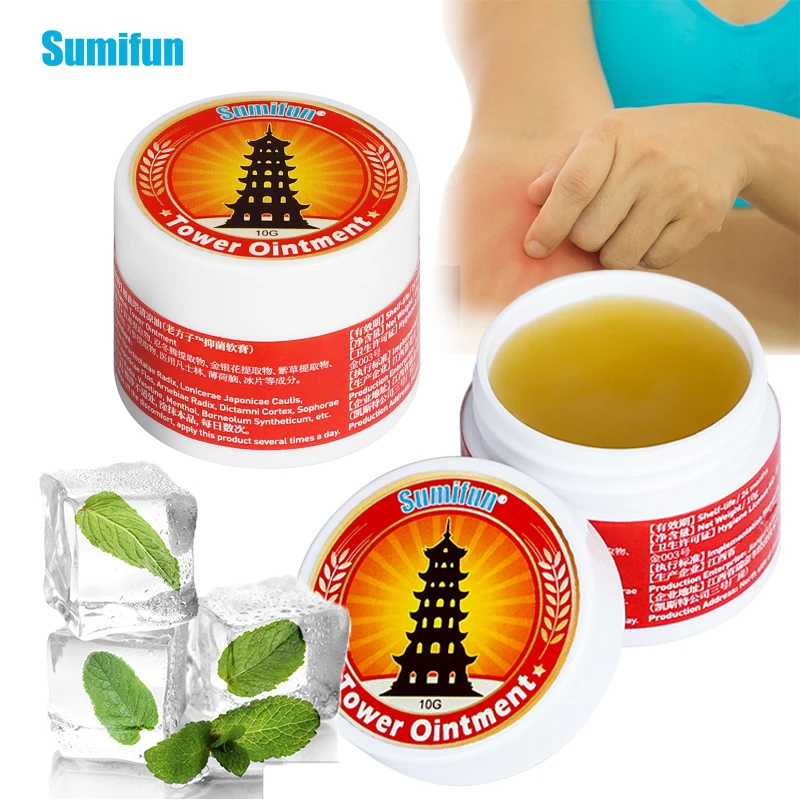 

1/2Pc Original Sumifun Golden Tower Ointment Itch Cream for Headache Dizziness Stroke Insect Bites Mosquito Sting Cool Mint Balm