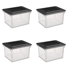 Sterilite Plastic File Box Black, Set of 4