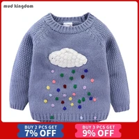 mudkingdom fashion girls sweater colorful cloud and rains knitted clothes for girl clothes o neck pullover tops autumn winter