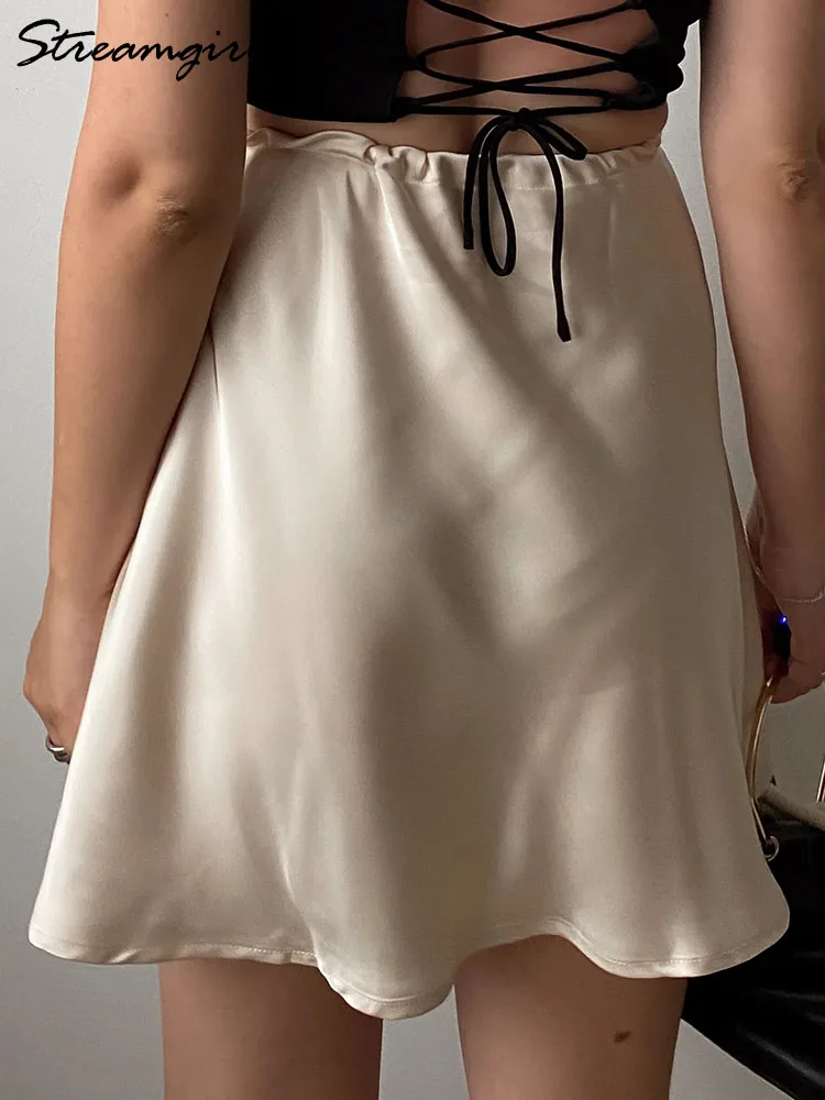 Streamgirl летние коричневые мини-юбки женские элегантные трапециевидные